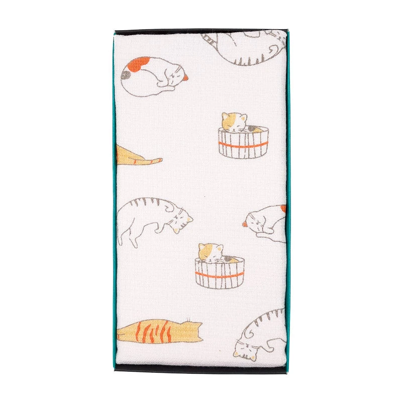 Japanese Tenugui Towel Neko 4 Japanese Tenugui Towel Neko - Image 2