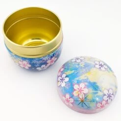 Blue Flowered Metal Tea Caddy 12 Blue Flowered Metal Tea Caddy -Shibui Store 8 min