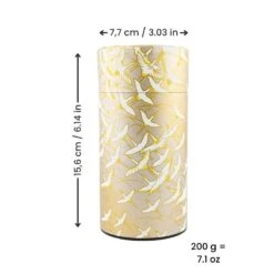 Washi Tea Canister - Golden Crane 9 Washi Tea Canister - Golden Crane -Shibui Store BoiteaTheJaponaiseWashiGrueDoree min
