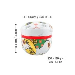 Japanese Metal Tea Caddy - White Maneki Neko 19 Japanese Metal Tea Caddy - White Maneki Neko -Shibui Store BoiteaTheMetalManekiNekoBlanc min