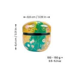 Round Tea Tin - Gold & Green 11 Round Tea Tin - Gold & Green -Shibui Store BoiteaTheRondeOretVert min