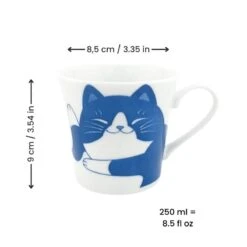 Japanese Mug - Blue Cat -Shibui Store TasseJaponaiseChatBleu min