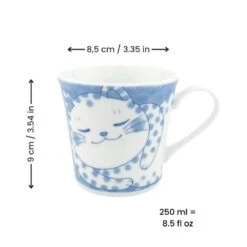 Japanese Mug - Cat & Dots -Shibui Store TasseJaponaiseChataPois min