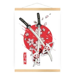 Kitsune Poster - Katana -Shibui Store affiche japonaise kitsune katana a3 715