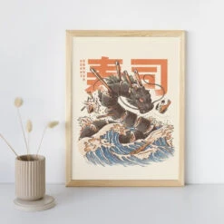 Japanese Poster - Sushi Dragon -Shibui Store affiche japonaise sushi dragon a3 642