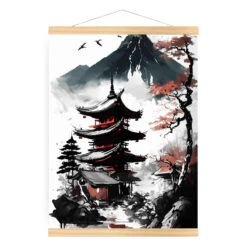 Japanese Poster - Pagoda View 7 Japanese Poster - Pagoda View -Shibui Store affiche japonaise vue sur pagode a3 207