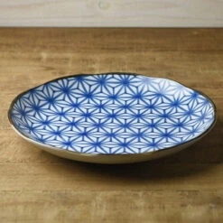 Blue Japanese Plate - Asanoha -Shibui Store assiette japonaise asanoha 420