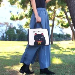 Black Maneki Neko Lunch Bag 13 Black Maneki Neko Lunch Bag -Shibui Store black maneki neko lunch bag 471