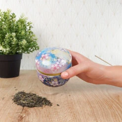 Blue Flowered Metal Tea Caddy 14 Blue Flowered Metal Tea Caddy -Shibui Store blue flowered metal tea caddy 516