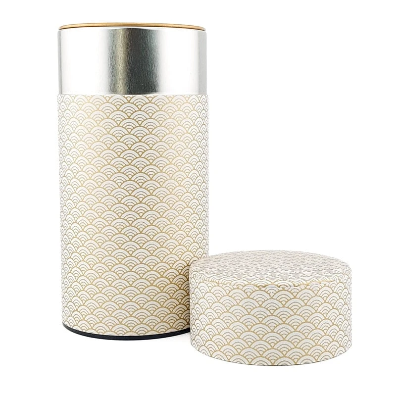 Washi Tea Canister - Golden Seigaiha 4 Washi Tea Canister - Golden Seigaiha - Image 2