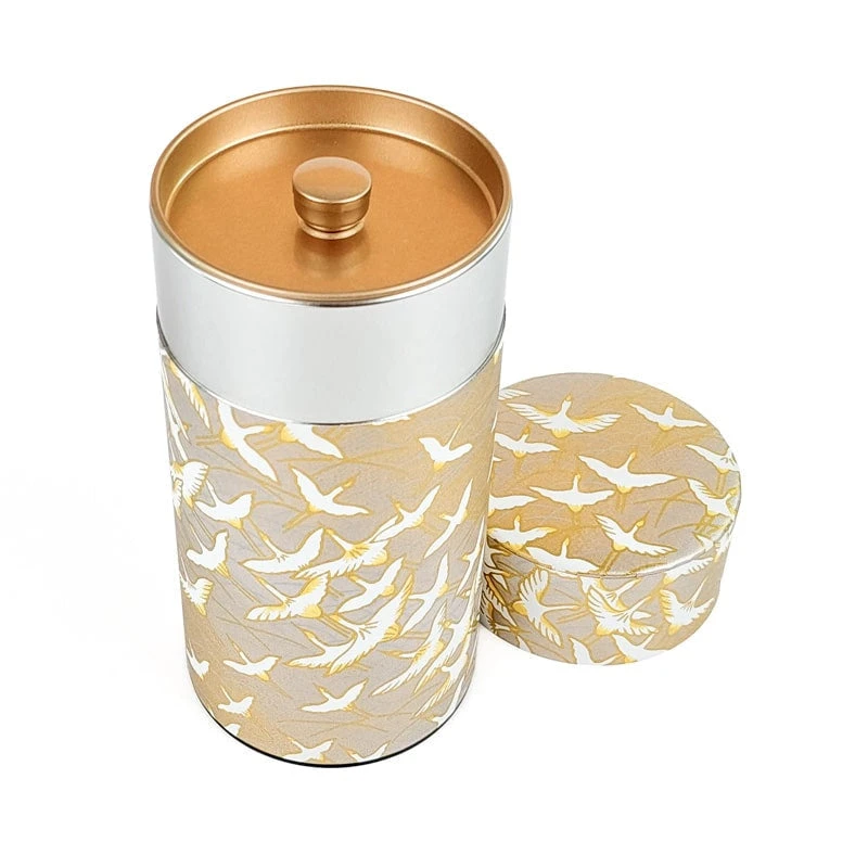 Washi Tea Canister - Golden Crane 5 Washi Tea Canister - Golden Crane - Image 3