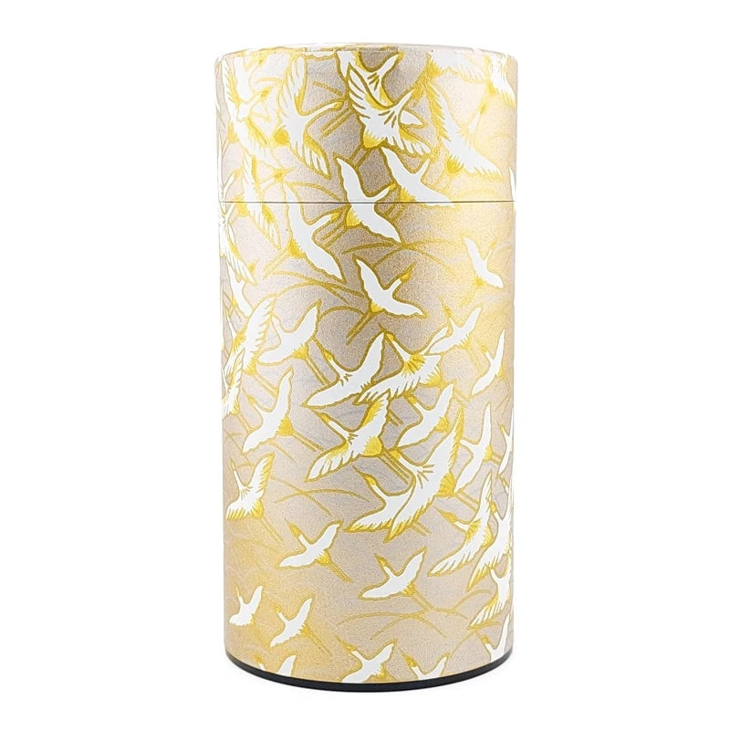 Washi Tea Canister - Golden Crane 3 Washi Tea Canister - Golden Crane