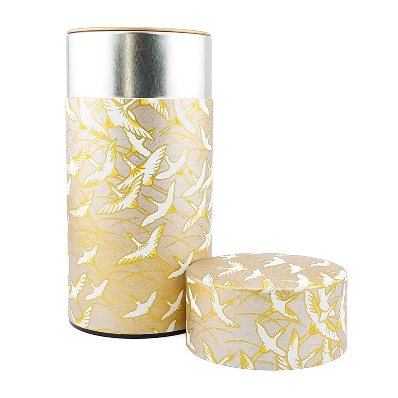 Washi Tea Canister - Golden Crane 4 Washi Tea Canister - Golden Crane - Image 2