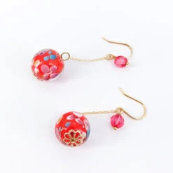 Red Japanese Earrings -Shibui Store boucles doreilles japonaises rouge 101