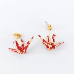 Red Origami Earrings -Shibui Store boucles doreilles origami rouge 666
