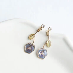 Pansy Flower Earrings 8 Pansy Flower Earrings -Shibui Store boucles doreilles pendantes pensee bleu 839