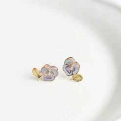 Pansy Earrings -Shibui Store boucles doreilles pensee bleu 692