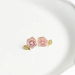 Pansy Earrings -Shibui Store boucles doreilles pensee rose 497