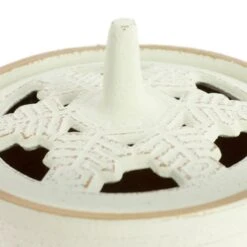 Cast Iron Incense Burner - Iwachu - White -Shibui Store bruleur dencens fonte iwachu blanc 744