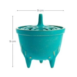 Cast Iron Incense Burner - Iwachu - Turquoise -Shibui Store bruleur dencens fonte iwachu turquoise 925