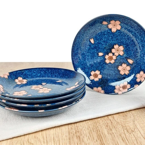 Set Of 5 Japanese Plates - Sakura