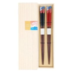 Mount Fuji Red Chopsticks Set 11 Mount Fuji Red Chopsticks Set -Shibui Store coffret de baguettes mont fuji rouge 629