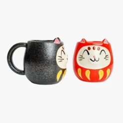 Japanese Mug Set - Daruma Cat -Shibui Store coffret mugs japonais daruma cat 572
