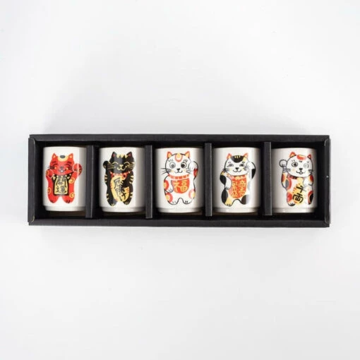Set Of Maneki Neko Sake Glasses