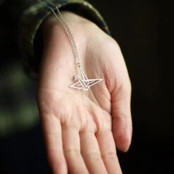 Silver Crane Necklace -Shibui Store collier japonais grue argentee 232