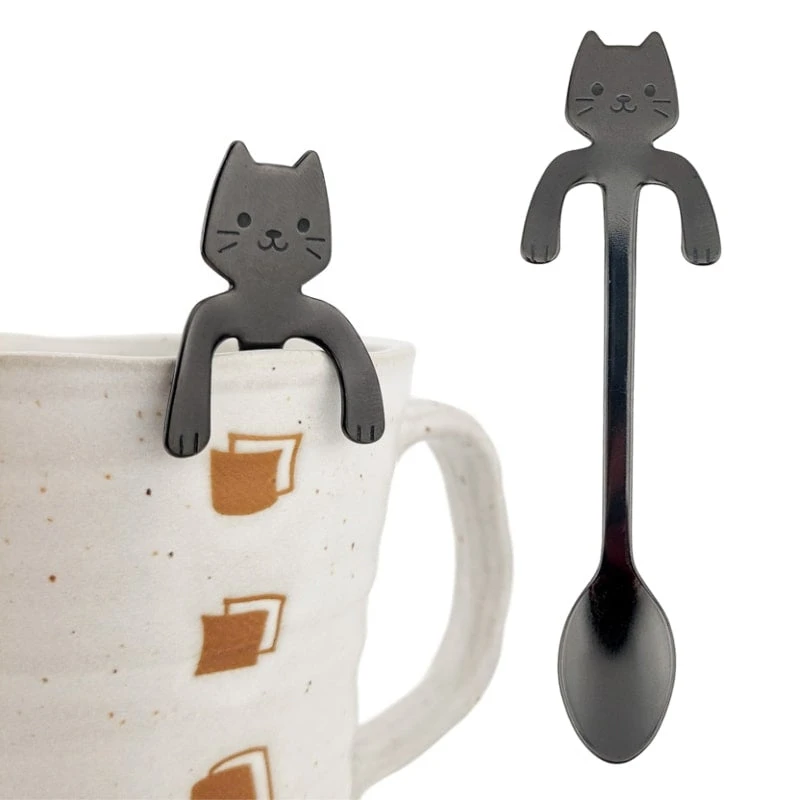 Japanese Tea Spoon - Black Cat 3 Japanese Tea Spoon - Black Cat