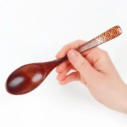 Japanese Wood Spoon - Seigaiha Red -Shibui Store cuillere japonaise bois seigaiha rouge 455