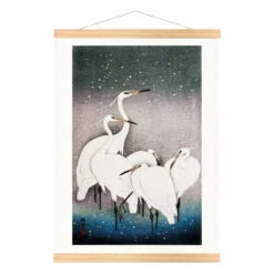 Japanese Block Print - Group Of Egrets -Shibui Store estampe japonaise groupe daigrettes a3 271