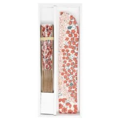 Japanese Fan & Pouch – Red Flowers -Shibui Store eventails japonais pochette fleurs rouges 386