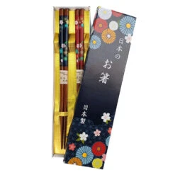 Flowered Japanese Chopsticks Set 8 Flowered Japanese Chopsticks Set -Shibui Store flowered japanese chopsticks set 244