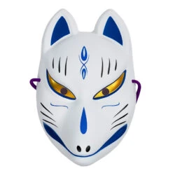 Japanese Fox Mask - Blue And White