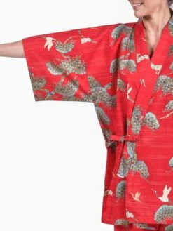 Jinbei Japanese Woman Red Crane & Pine -Shibui Store jinbei japonais femme rouge grue pin 954