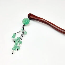 Wooden Kanzashi - Turquoise Flower -Shibui Store kanzashi en bois fleur turquoise 832