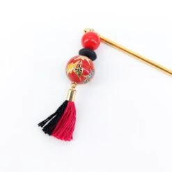 Japanese Kanzashi Red Crane -Shibui Store kanzashi japonais grue rouge 642