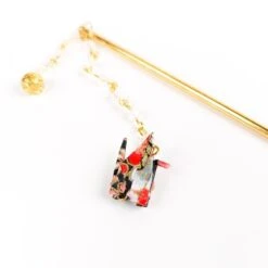 Japanese Hair Pin - Red Origami -Shibui Store kanzashi japonais origami rouge 533