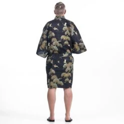 Men’s Happi Kimono – Crane & Pine -Shibui Store kimono happi homme grue pin taille unique 293