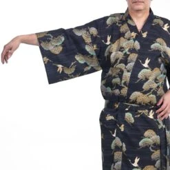 Men’s Happi Kimono – Crane & Pine -Shibui Store kimono happi homme grue pin taille unique 385