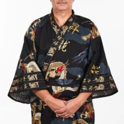 Men's Japanese Kimono - Dragon 12 Men's Japanese Kimono - Dragon -Shibui Store kimono homme japonais dragon taille unique 960