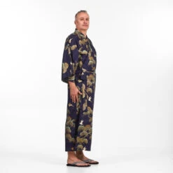 Men's Japanese Kimono - Crane & Pine -Shibui Store kimono homme japonais grue pin taille unique 458