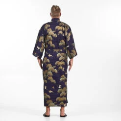 Men's Japanese Kimono - Crane & Pine -Shibui Store kimono homme japonais grue pin taille unique 938