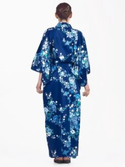 Japanese Kimono Women - Blue Hana -Shibui Store kimono japonais femme bleu hana taille unique 175