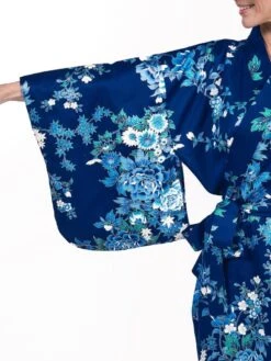 Japanese Kimono Women - Blue Hana -Shibui Store kimono japonais femme bleu hana taille unique 794