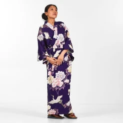 Women's Japanese Kimono - Botan To Tsuru -Shibui Store kimono japonais femme botan to tsuru taille unique 473