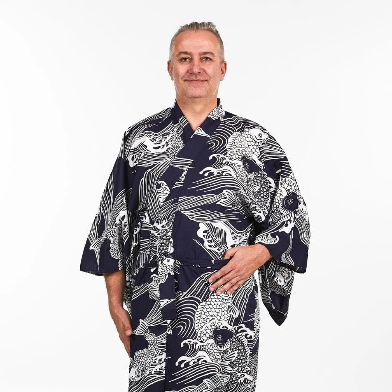 Yukata Kimono Men - Koi Fish 6 Yukata Kimono Men - Koi Fish - Image 4