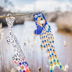 Koinobori Peacock Pattern - 28 In -Shibui Store koinobori motif paon s 301