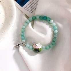 Maneki Neko Bracelet - Beads -Shibui Store maneki neko bracelet beads green 592